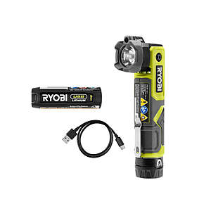(Free shipping) Ryobi USB Lithium LED Pivoting LASER Flashlight Kit $24