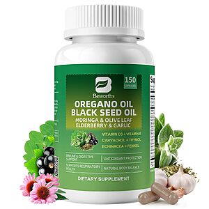 B BEWORTHS Oil of Oregano with Black Seed Oil, High Carvacrol, 150 Capsules $12 + Free Shipping