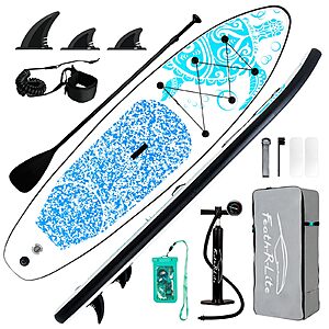 10'6" x 33" FEATH-R-LITE Sea Turtle Inflatable Stand-Up Paddle Board w/ Paddle, Pump, Backpack & Accessories (Various Colors) from $81.19 + Free Shipping