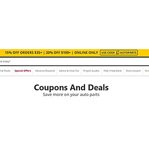 Advanced Auto Parts 15 Percent OFF $35+ & 20 Percent OFF $100+ Exclusions Apply