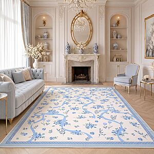GarveeHome Floral Bow 8x10 Area Rug (blue/beige) - $39.99
