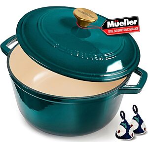 Mueller DuraCast 6 Quart Enameled Cast Iron Dutch Oven Pot with Lid $51.86