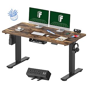 FLEXISPOT EN2 55"x28" Standing Desk with Power Strip Bundle $208.99