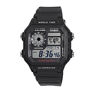 Casio Digital Men's World Time Watch, Resin Strap $19.99