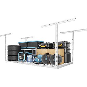 FLEXIMOUNTS 3x6 Overhead Garage Storage Adjustable Ceiling Rack, White $115.98