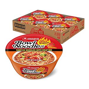 [SnS, AC] $5.09* | 6-Pack 3.03-oz Nongshim Ramen Noodles Soup Bowls (Spicy Kimchi) at Amazon (84.8￠ each)