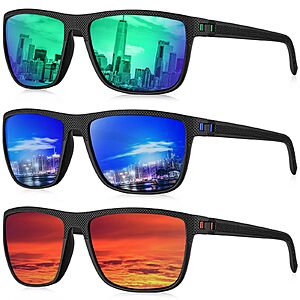 3-Pack Kaliyadi Men's Polarized UV400 Rectangle Sunglasses (various) from $10.19 + Free Shipping w/ Prime or on $35+