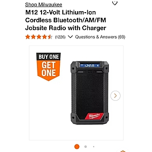 M12 12-Volt Lithium-Ion Cordless Bluetooth/AM/FM Jobsite Radio with Charger $169
