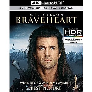 $14.99* | Braveheart (4K Ultra HD + Blu-ray + Digital 4K) at Amazon