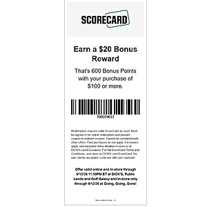 DSG Online or In Store: $20 off $100, and/or $20 back in credit