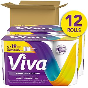 $24.55-29.80 S&S or less FS AMAZON: VIVA Signature Cloth Paper Towels 'HACK" Double Dip Deal with 56 Regular Rolls Total, (see Post)