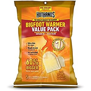 [NEW] $5.92 | HotHands Bigfoot Adhesive Toe Warmer | 5 Pair Value Pack at Amazon