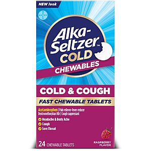 [S&S]24 Count Alka-Seltzer Cold, Cold & Cough Fast Chewable Tablets (Raspberry) $3.15 + Free S&H w/ Prime or $35+