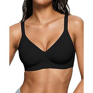 $14.99* | As Fairy Women's Wireless Full Coverage Seamless Jelly Push-Up Bra (Black) at Amazon