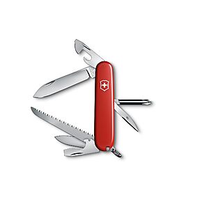 Victorinox Hiker Swiss Army Knife, 13 Function Swiss Made Pocket Knife with 2 Blades, Bottle Opener, Wood Saw and Phillips Screwdriver - Red $28.51