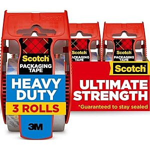 [AC] $7.12 | 3-Pack Scotch Heavy Duty Shipping Packing Tape (Clear, 1.88 in. x 22.2 yd.) at Amazon