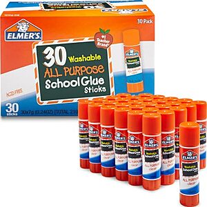 [AC] $7.52* | 30-Count Elmer's All Purpose Washable School Glue Sticks at Amazon