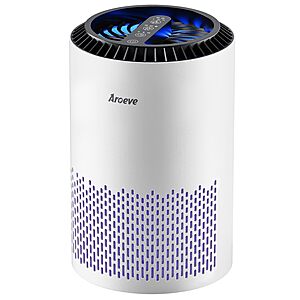 AROEVE Air Purifiers for Bedroom with Sleep Mode Speed Control-MK01A, White or Black $35.98