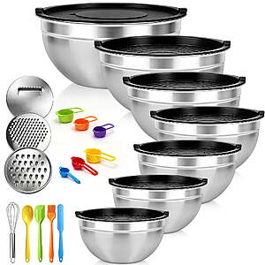 stusgo 7 Pcs Mixing Bowls with Lids & Accessories (5、4、3、2、1.5、1、0.75Q) $19.47 + Free S&H w/ Walmart+ or $35+