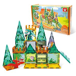 W WISE BLOCK Magnetic Tiles with Tino Dinosaur Transformable Toy, STEM Building Blocks for Kids Ages 3-8 $19.99