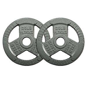 $34.99: Signature Fitness Cast Iron Weight Plates for Strength Training, Fits 2-Inch Barbell(25LB × 2) at Walmart.com