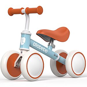 allobebe Baby Ride-On Balance Bike for 12–30 Months, Adjustable Seat, Soft Silent 4-Wheel Ride-On, various colors, from $28.29
