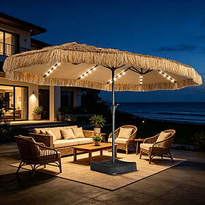 Ainfox 15ft Large Thatched Tiki Patio Umbrella with Lights and Sandbags $104.71 + Free S&H at Walmart