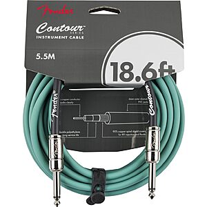 Fender Contour Instrument Cable, Guitar Cable, Guitar Accessories, Straight/Straight, Sherwood Green or Inca Silver, 18.6 ft $21.99