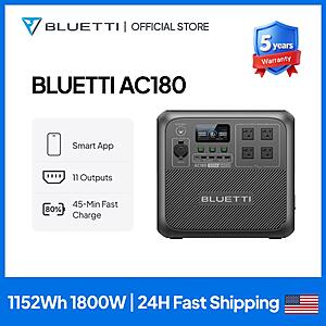 BLUETTI AC180 Portable Power Station 1152Wh 1800W LiFePO4 $394 + Free Shipping