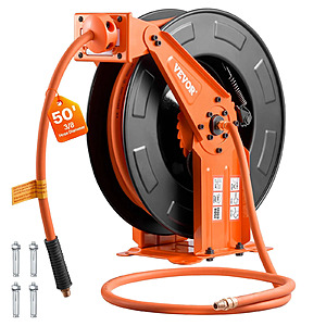 VEVOR 3/8 Inch x 50 FT Rubber Retractable Air Hose Reel $61.91 + Free Shipping at Vevor