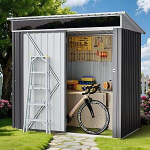 Shintenchi 6x4 FT Outdoor Storage Shed with Window,Steel Gray $125.99 + Free S&H at Amazon