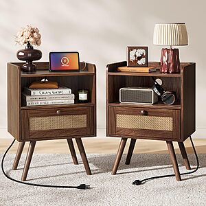 Amazon – SUPERJARE Nightstands Set of 2 w/ Charging Station $54.99 w/ Code