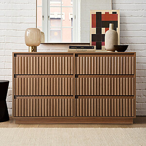 Dejesus 6-Drawer Dresser 47"W Double Dresser With Waveform Fluted Panel $239.99