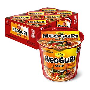 Nongshim Ramen Noodles, Gourmet Instant Ramen cup, Premium Microwavable Noodle Soup, Neoguri Spicy Seafood, 2.64 Ounce (Pack of 6)~$5.98 After Coupon & S&S @ Amazon