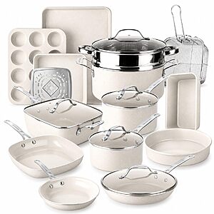 GRANITESTONE Ceraluxe 20 Pc Ceramic Cookware, Pots and Pans Set Non Stick $199.95