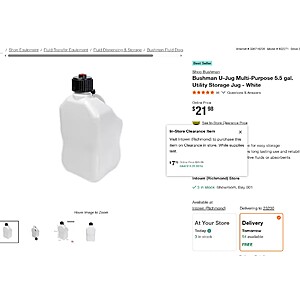 Bushman U-Jug Multi-Purpose 5.5 gal. Utility Storage Jug - White $7.7