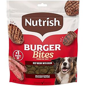 [SnS, AC] $3.53 | 12-Oz Nutrish Dog Treats (Burger Bites - Beef Recipe) at Amazon