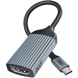 $8.99* | Acer USB-C to HDMI 4K 60Hz Adapter/Converter (Grey) at Amazon