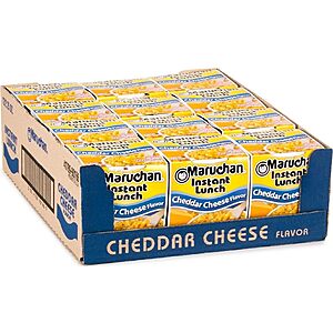 Maruchan Instant Lunch Ramen Noodles, Cheddar Cheese Flavor – Japanese-Style Instant Noodle Soup, Easy Meal Ready in 3 Minutes – 2.25 Oz. (12 Pack)~$7.30 With S&S @ Amazon