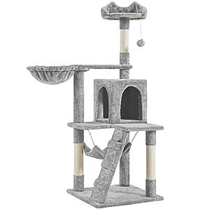 Alden Design 54" Multilevel Cat Tree w/ Hammock, Basket & Scratching Posts $35.99 + Free Shipping