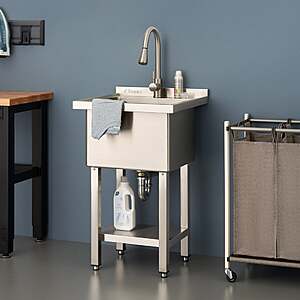 TRINITY 18” x 16” x 13” Stainless Steel Utility Sink with Pull-out Faucet $209.99 free shipping Costco.com