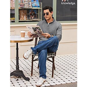 PINSPARK Sweatshirts for Men 1/4 Zip Mock Neck Raglan Long Sleeve Sweater $9.99