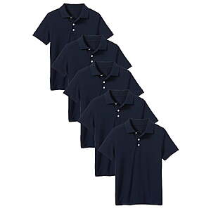 5-Pack School Uniform Tagless Polo Tshirt for Little Boys & Big Boys $33.97