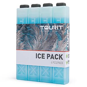 TOURIT Ice Packs for Coolers, 4 Pack Reusable Long Lasting Freezer Packs for Lunch Bags/Boxes, Cooler Backpack, Camping, Beach, Picnics, Fishing and More, Blue $6.49