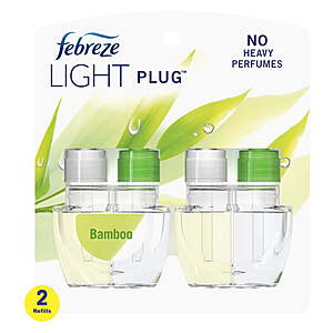 Febreze Plug In Air Freshener, Odor-Fighting Scented Oil Refill, Light Bamboo Scent, 2 Refills $7.86