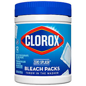 Clorox Zero Splash Bleach Packs, Regular Scent, 8.9 oz, 12 Count $5.9