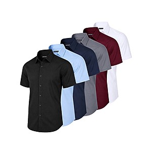 Woot! Men's & Women's Fall Clothing: James Tailor 4-Pack Men's Short Sleeve Cotton Stretch Dress Shirt (Sizes, S to 3XL) $28 + Free Shipping