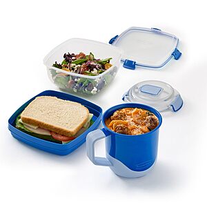 Rubbermaid Pack & Go Set with Leakproof 660 mL Soup Mug and Secure Seal 1.1 L Salad Container, Meal Prep Containers $14