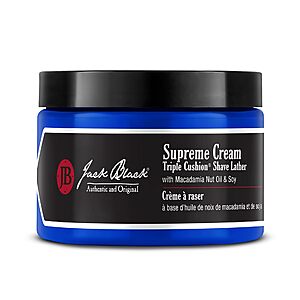$15.00: Jack Black Supreme Cream Triple Cushion Shave Lather Shaving Cream, 9.5 Fl Oz