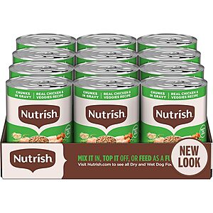 12-Pack 13-Oz Rachael Ray Nutrish Chicken & Veggies Chunks in Gravy Wet Dog Food $12.89 w/ S&S + Free Shipping w/ Prime or on $35+
